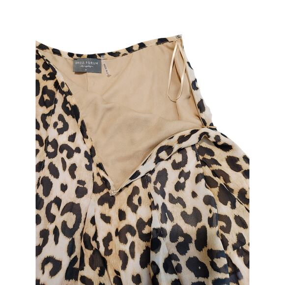 Dress Form Leopard Print Chiffon Mini Skirt Ruffle Hem Brown Womens Size Small - Picture 5 of 9